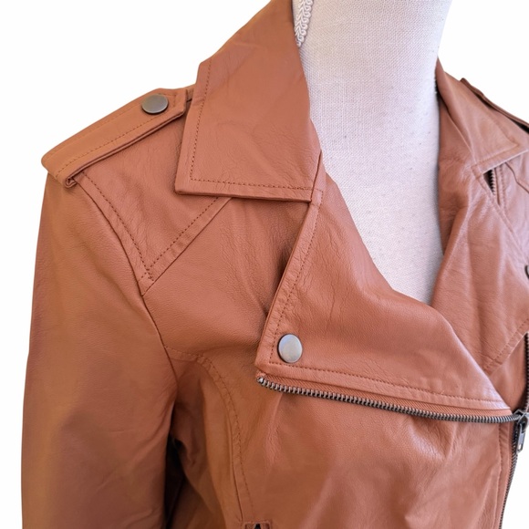 Cupcakes and Cashmere Tan Faux Leather Moto Jacket S - Picture 5 of 12